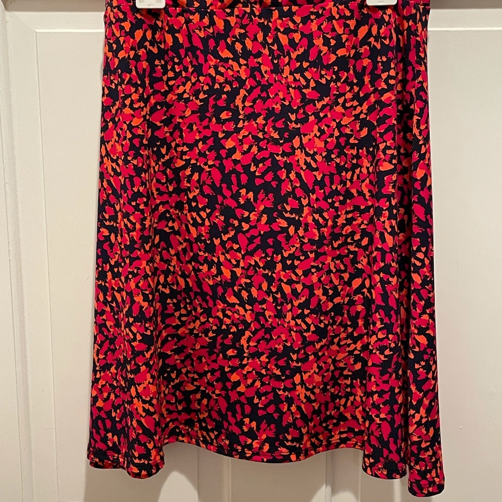 Leota orange, pink, and navy blue flowy skirt.